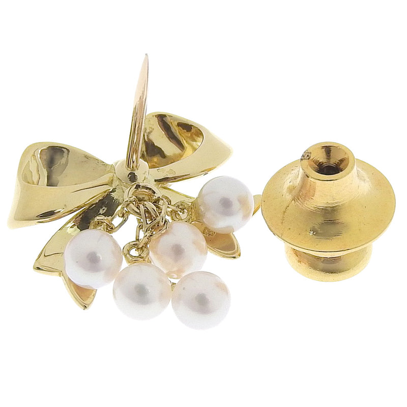 [Mikimoto] Mikimoto Ribbon 3.8-4.0mm K18 Yellow Gold x Pearl Gold Ladies Broo SA Rank