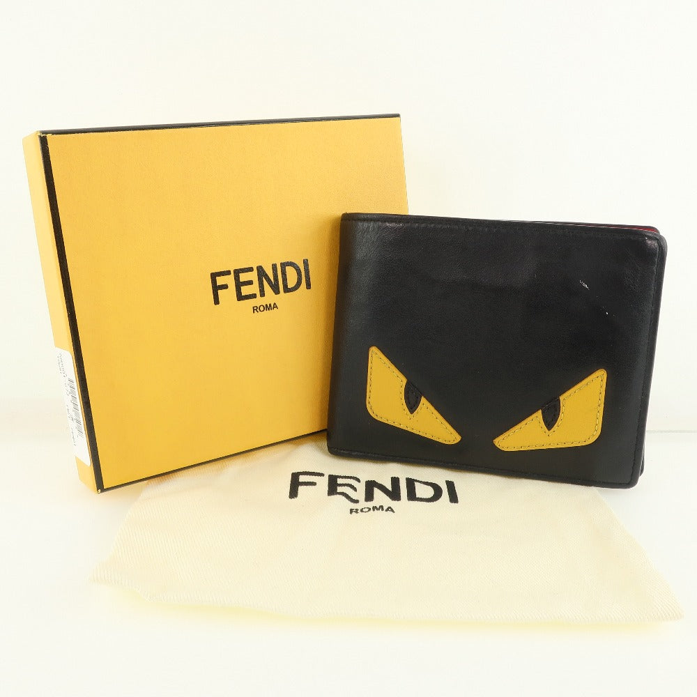 【FENDI】フェンディ モンスター 二つ折り財布 カーフ 黒 ユニセックス 二つ折り財布