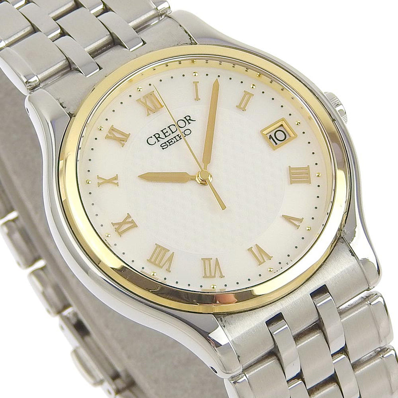 【SEIKO】セイコー
 クレドール 8J86-7A00 K18イエローゴールド×ステンレススチール シルバー クオーツ アナログ表示 メンズ 白文字盤 腕時計
A-ランク
