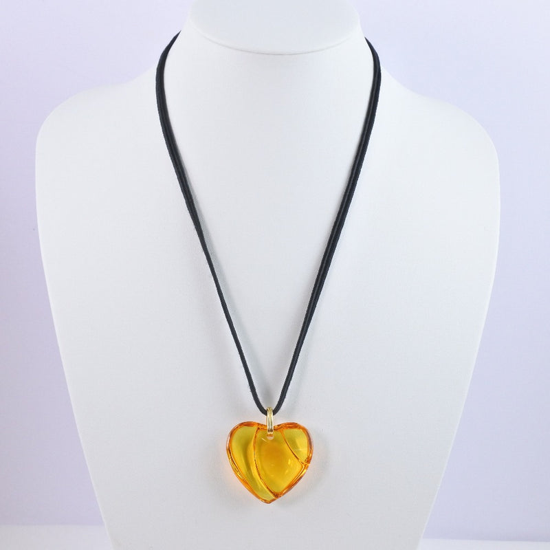 [BACCARAT] Baccarat Heart Crystal Yellow Ladies Necklace A-Rank