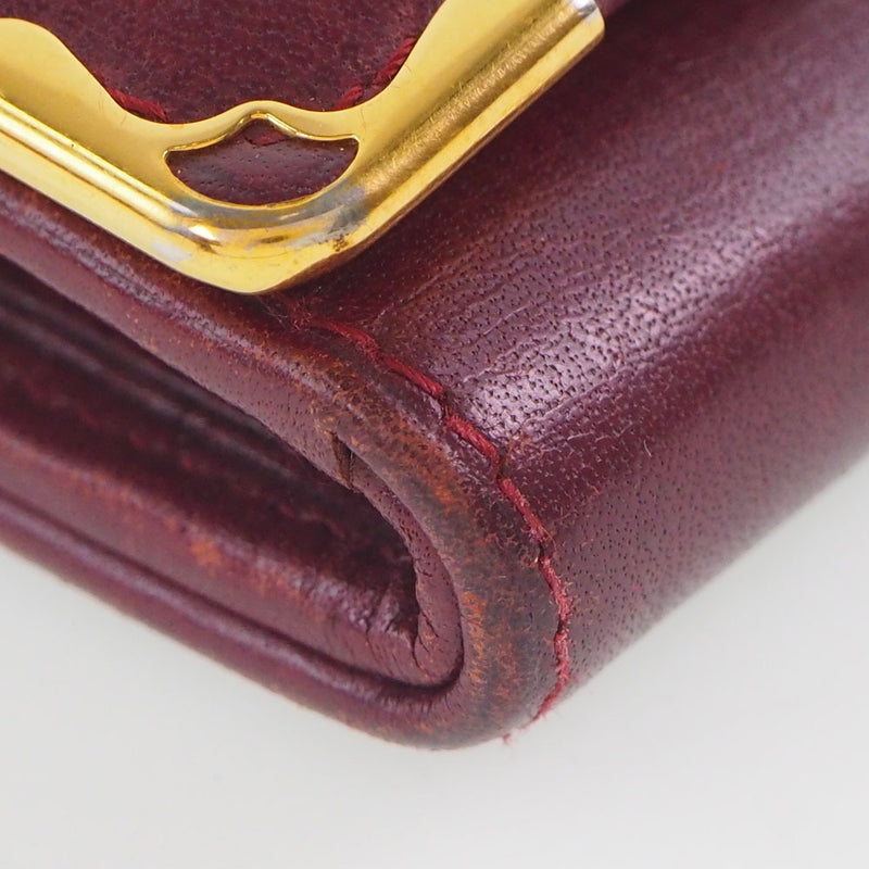 [Cartier] Cartier Mast L3000223 Leather Bordeaux Red Ladies Bi -fold Wallet