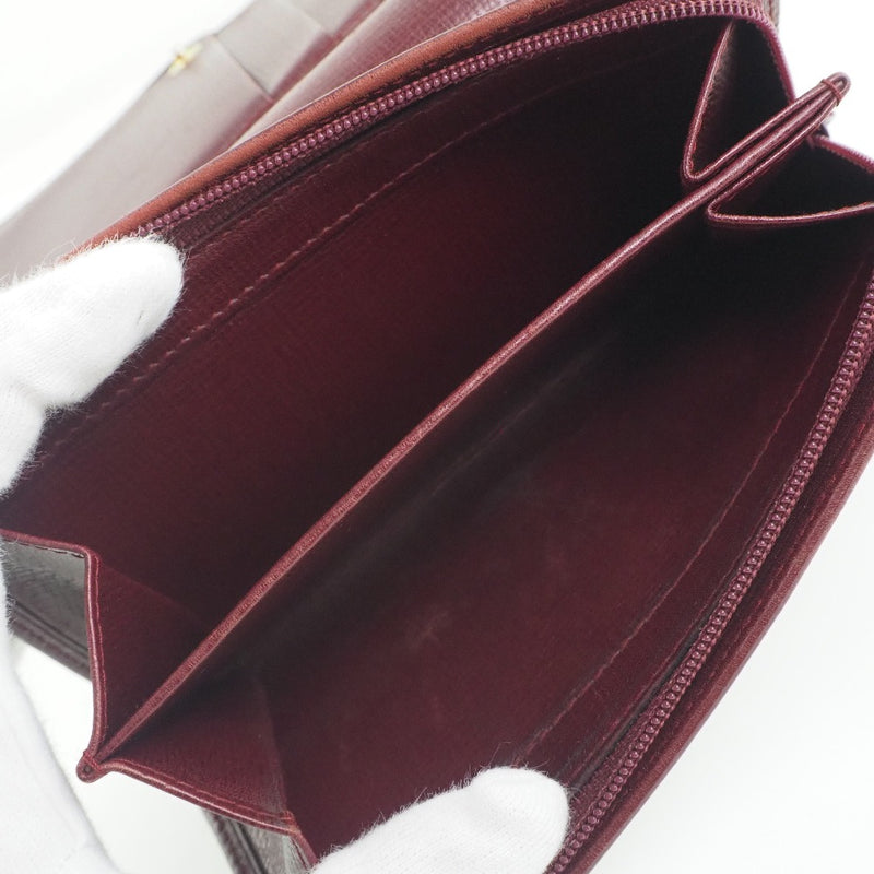 [Cartier] Cartier Mast L3000223 Leather Burdeos Red Ladies Bi -fold Billet