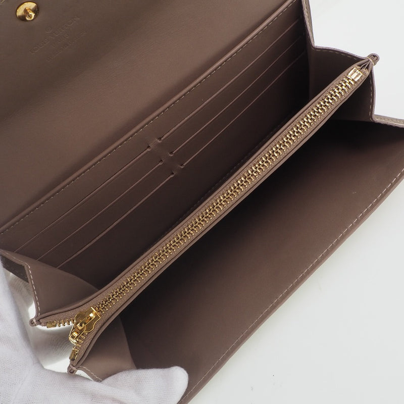 [LOUIS VUITTON] Louis Vuitton Portofoyille Verni M91764 Patent Leather Beige Pudol Beige TS2192 engraved Ladies Long Wallet
