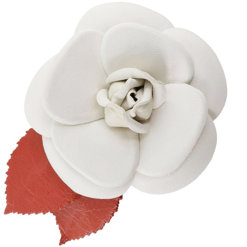[샤넬] Chanel Corsage Camellia Leather White Ladies Brouch A-Rank