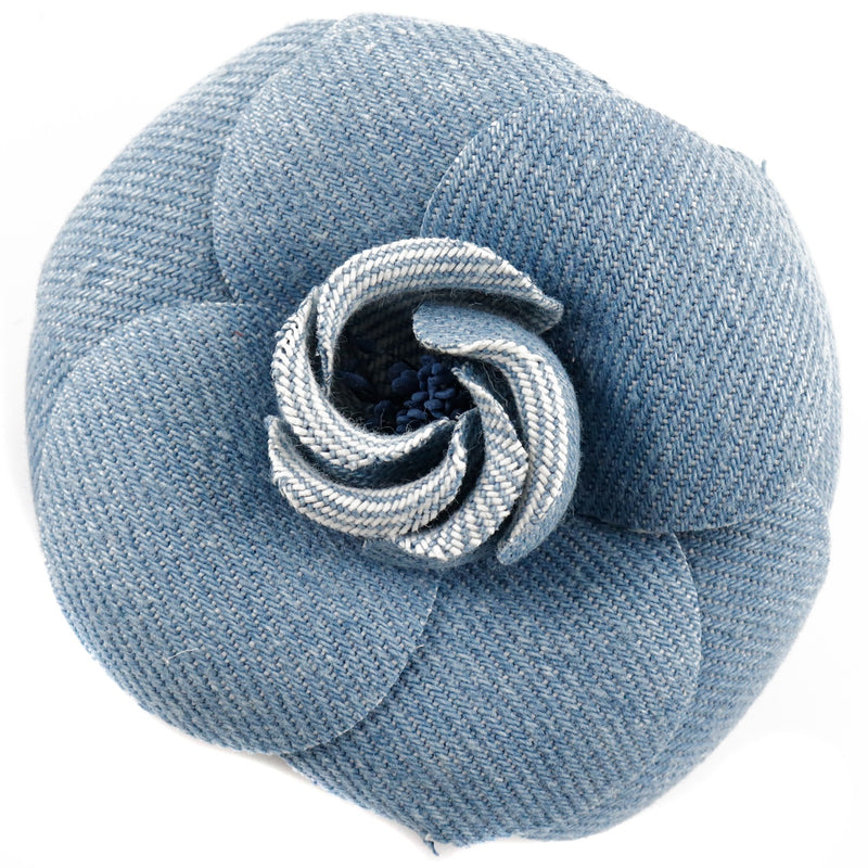 [Chanel] Chanel Corsage Camellia Denim Blue Ladies Brouch A Rank