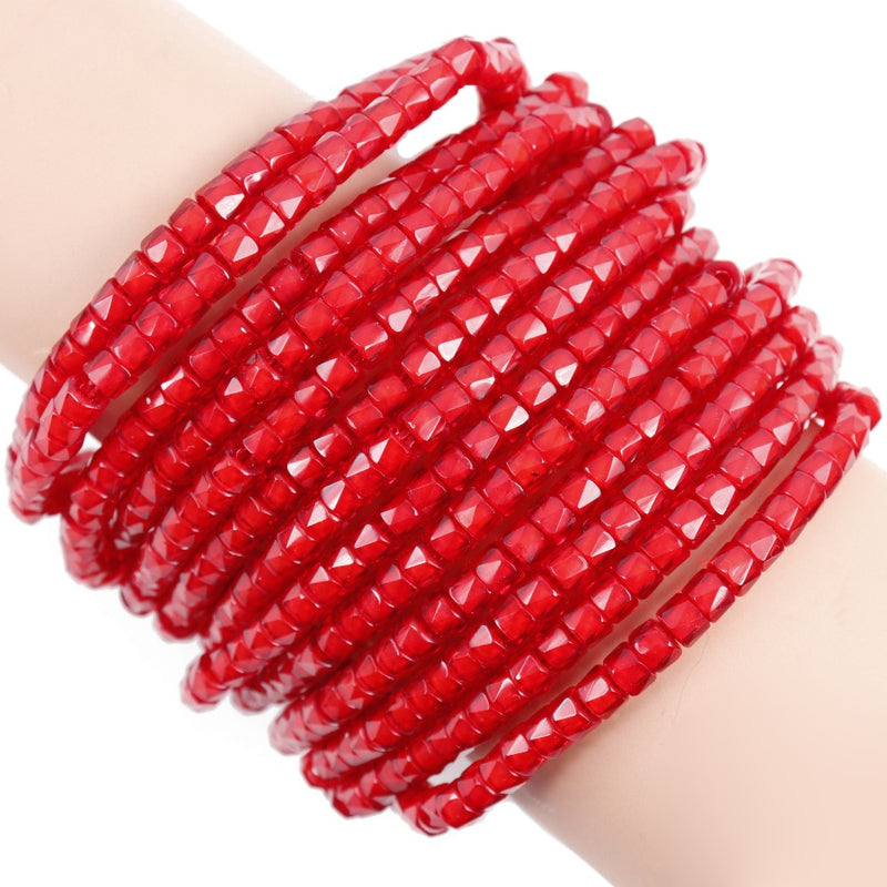 [ARMANI] Giorgio Armani Bead 13 consecutive plastic red ladies bracelet A-rank