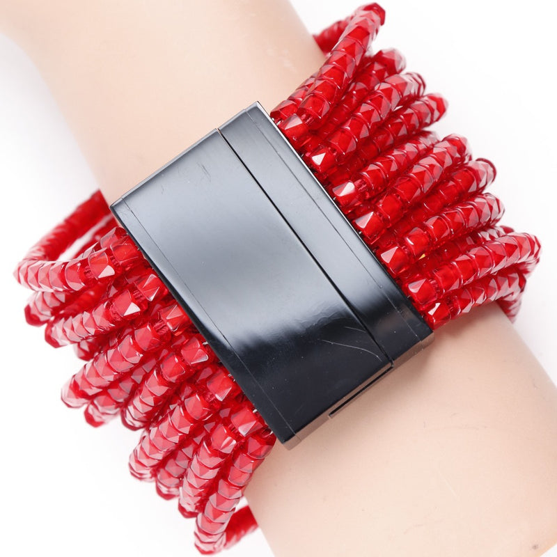 [ARMANI] Giorgio Armani Bead 13 consecutive plastic red ladies bracelet A-rank