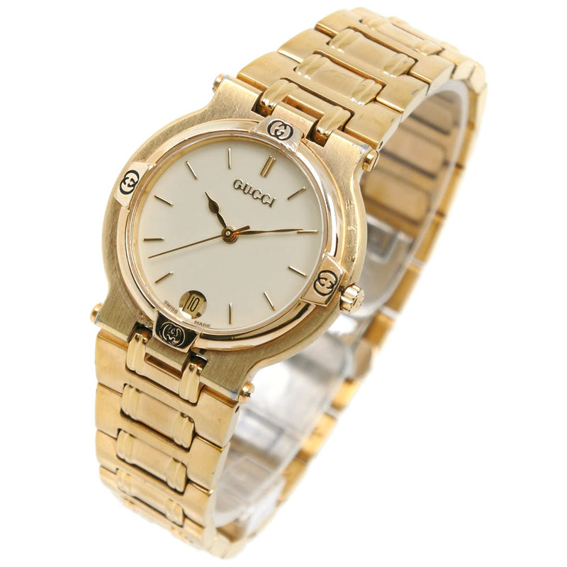 [GUCCI] Gucci 9200m gold plating gold quartz analog display men's beige dial watch