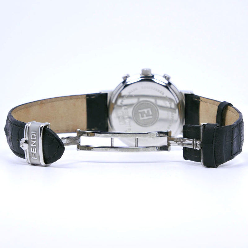 [FENDI] Fendi 4500G Reloj con cronógrafo de cuarzo negro y acero inoxidable para hombre con esfera negra A-Rank