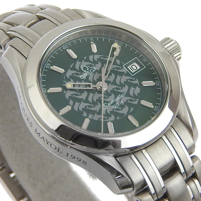 【OMEGA】オメガ
 シーマスター120M ジャックマイヨール 1998年限定 2586.70 ステンレススチール クオーツ アナログ表示 レディース グリーン文字盤 腕時計