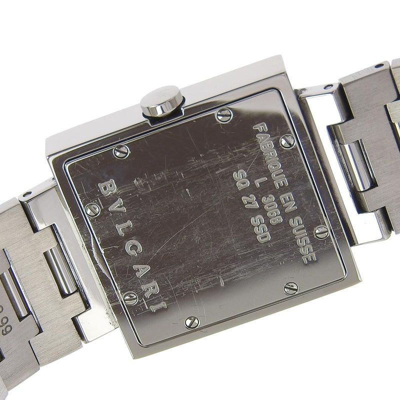 【BVLGARI】ブルガリ
 クアドラード 腕時計
 SQ27SSD ステンレススチール クオーツ アナログ表示 黒文字盤 Quadlard メンズA-ランク