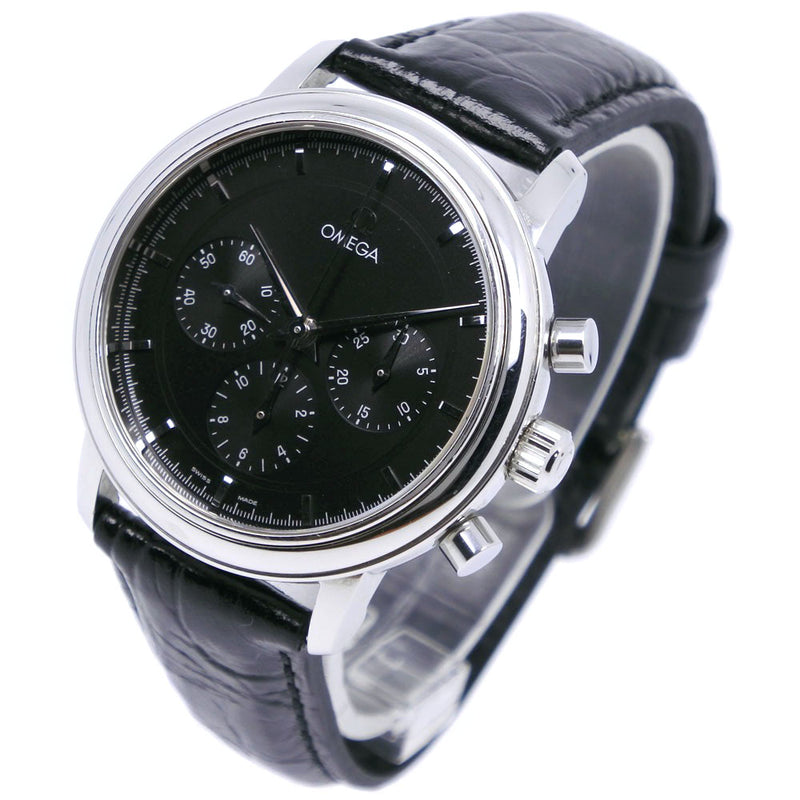 【OMEGA】オメガ
 デビル プレステージ 4540.51 ステンレススチール 黒 手巻き クロノグラフ メンズ 黒文字盤 腕時計