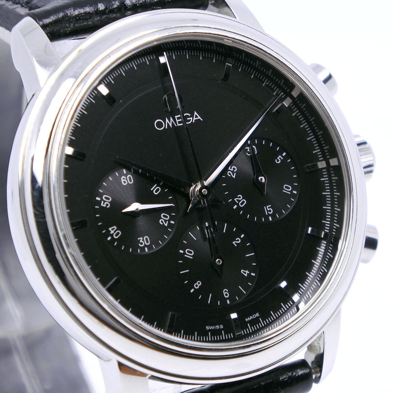 [OMEGA] Omega Devil Prestige 4540.51 Stainless steel black hand -rolled chronograph men's black dial watch