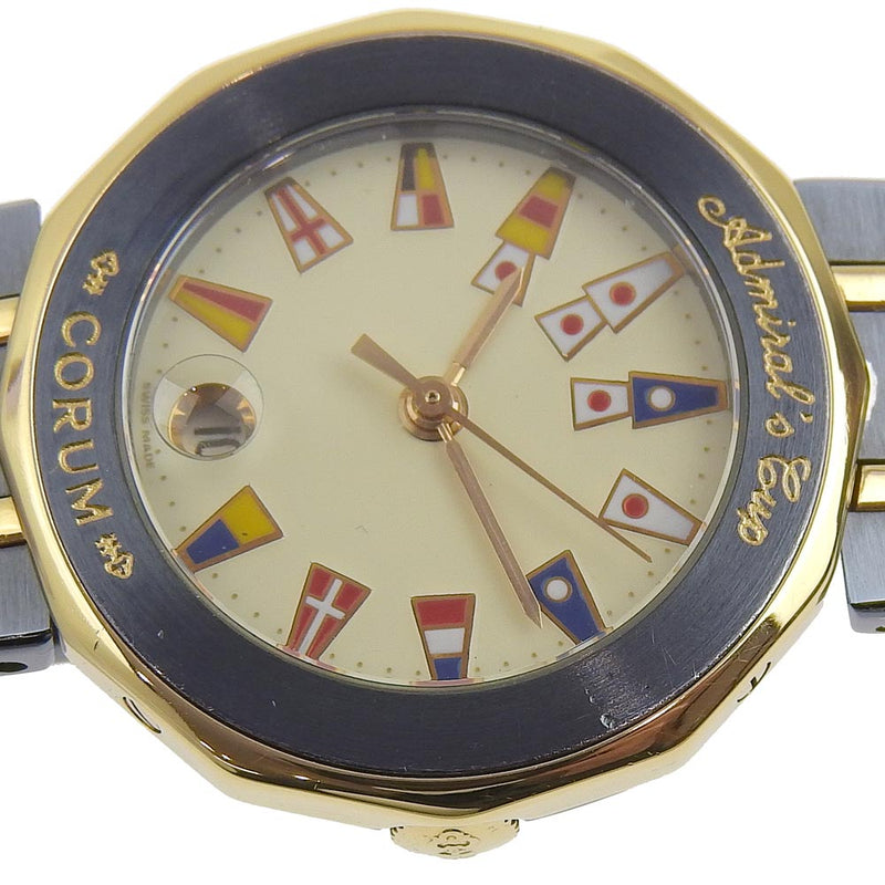[Corum] Colm Admiral 's Cup Watch 39.610.31 V-52 Gambles × YG Navy Quartz 아날로그 디스플레이 베이지 색 다이얼 제독 컵 레이디스 A 순위