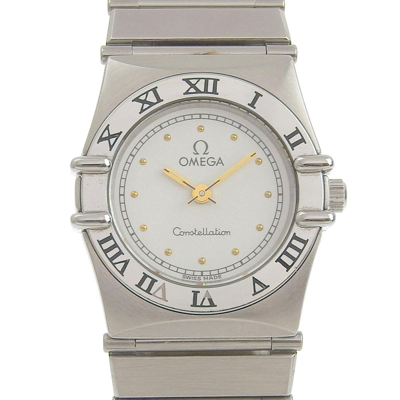 [Omega] Omega Constellation Mini de acero inoxidable Display Analog Display Damas Dial de marcación White Dial Watch