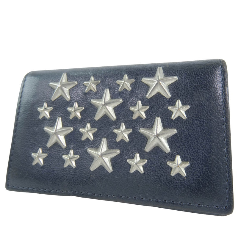 [JIMMY CHOO] Jimmy Choo Star Studs Card holder Calf Navy Unisex Card Case