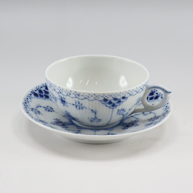 [Royal Copenhague] Royal Copenhague Blue Culled Half Lace Tea Cup & Saucer × 6 Porcelana _ Vigera A-Rank