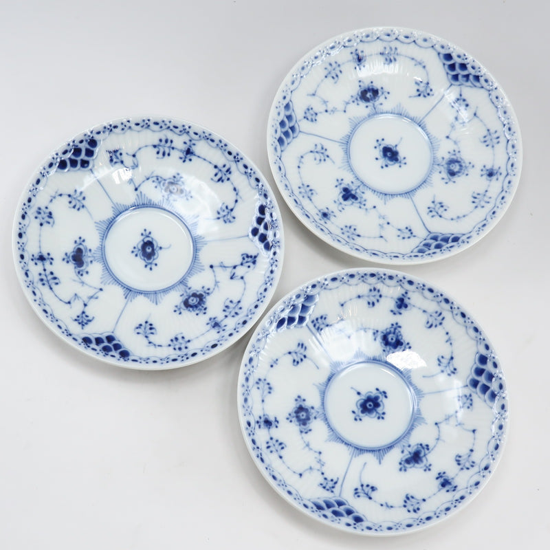 [皇家哥本哈根]皇家哥本哈根蓝色饱满的半蕾丝茶杯和碟子×6瓷器_餐具A级