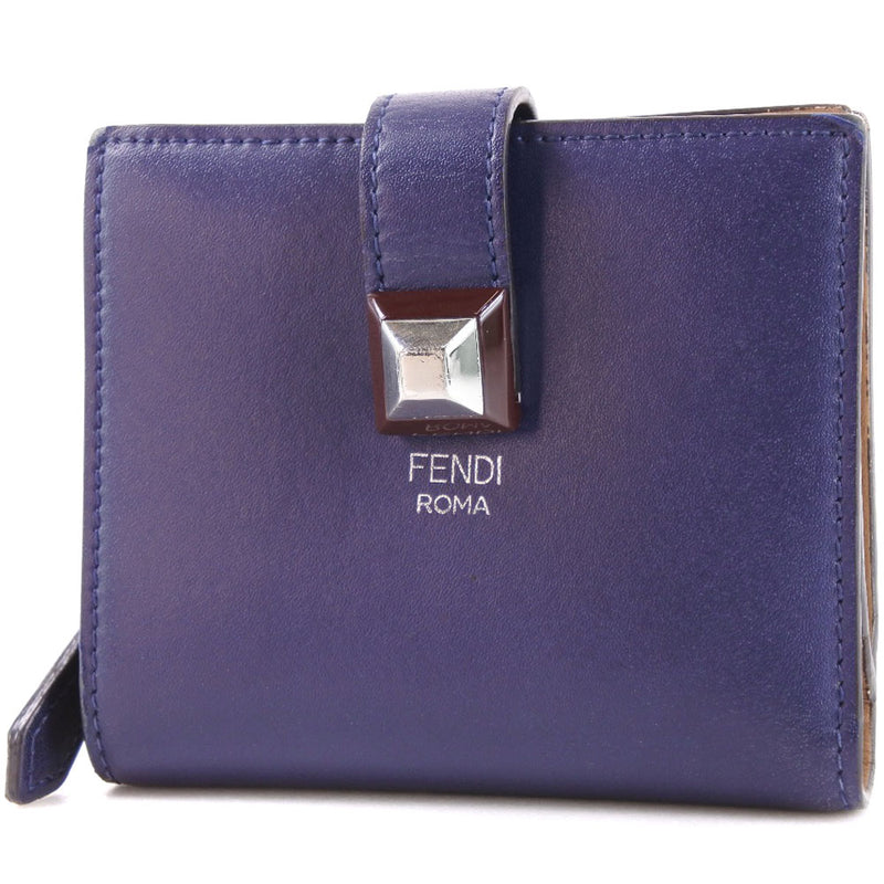 【FENDI】フェンディ
 コンパクト 二つ折り財布
 スタッズ 8M0386 SWD F09VH カーフ 青 スナップボタン compact レディース