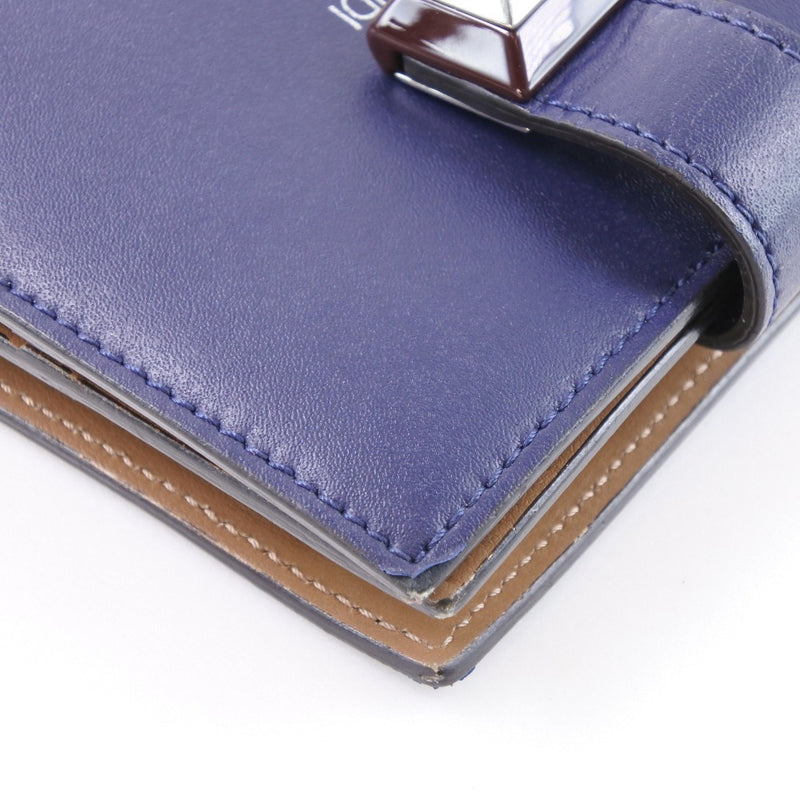 [FENDI] Fendi Compact Born Wallet Studs 8M0386 SWD F09VH Calf Blue Snap Button Compact Ladies