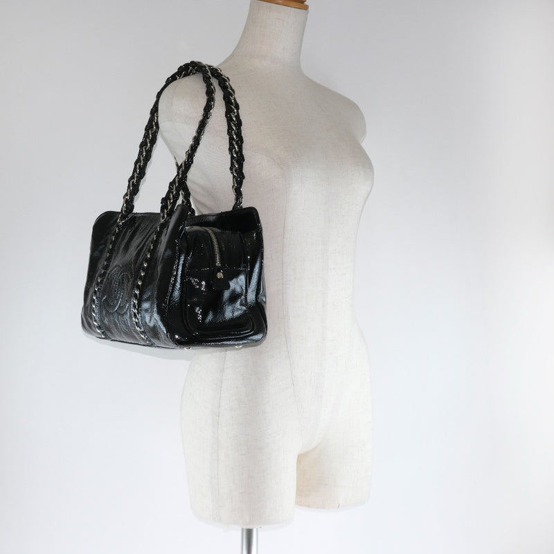 [Chanel] Chanel Chain Shoulder A35042Y04339 Handbag Enamelo Black Ladies Bag A-Rank