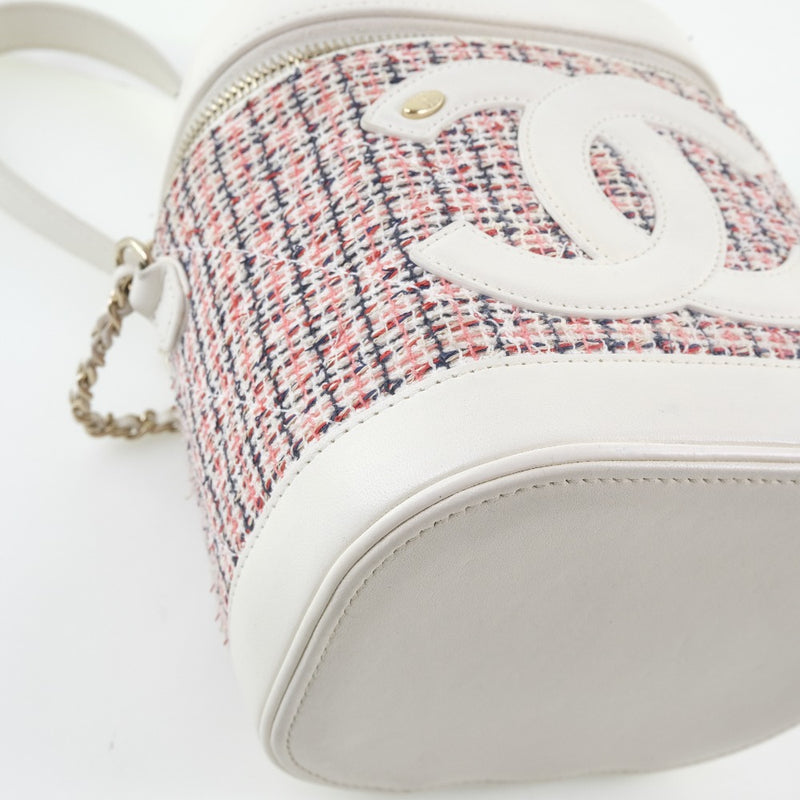[CHANEL] Chanel Vanity Cruise AS0323 Shoulder Bag Tweed x Denim x Leather Pink/White Ladies Shoulder Bag A-Rank