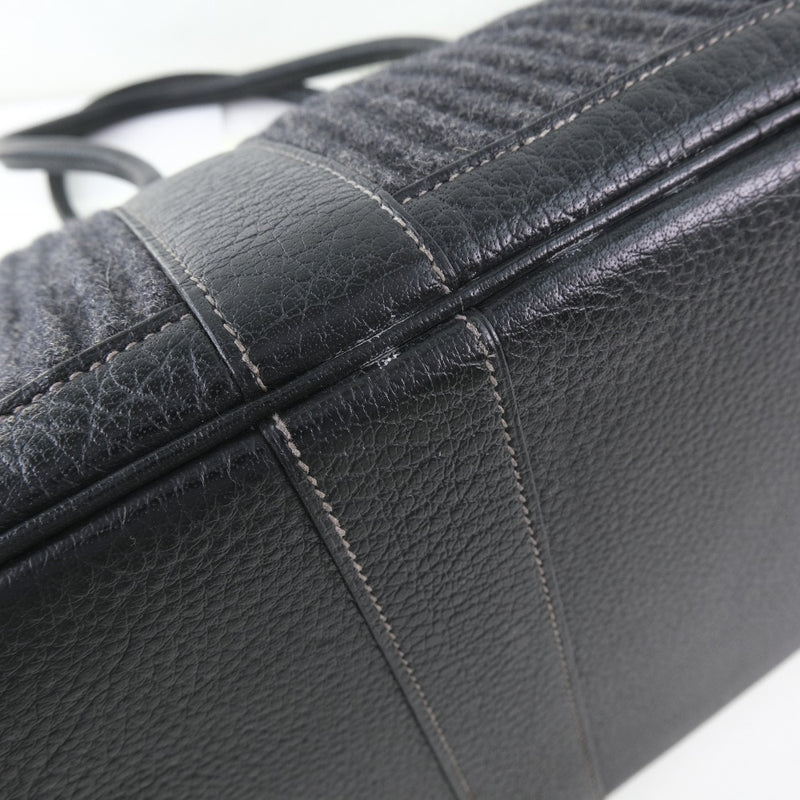 [HERMES] Hermes Garden Party PM Handbag Leather x Pleated Felt Black □ J engraved Ladies Handbag