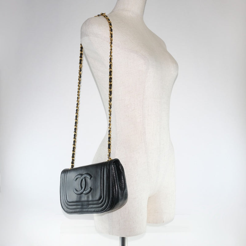 CHANEL] Chanel Chain shoulder Coco Mark shoulder bag Calf Black