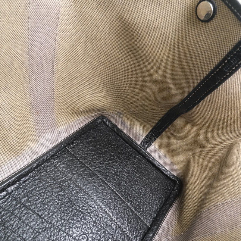 [Hermes] Hermes Garden Party PM Handbag Towal Ash x Calf Negro/Gris □ H grabado en el bolso de las damas