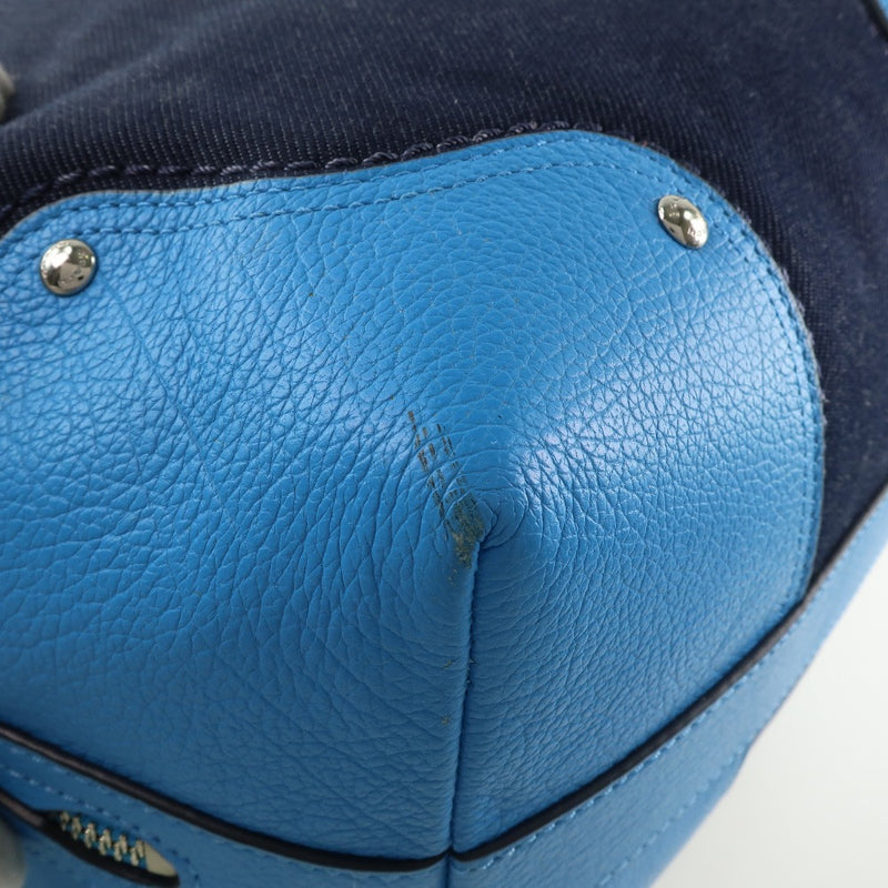 [Entrenador] Entrenador Drawstring 2way Shoulder Bag Should lienzo x cuero azul marino/azul damas bolso de hombro a rank