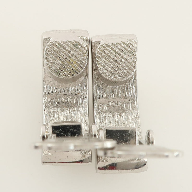 [DIOR] Christian Dior Logo Earring x Metal Material Silver/Black Ladies Earrings A-Rank