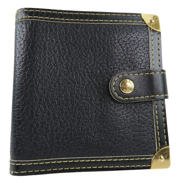 [Louis Vuitton] Louis Vuitton Compact Zip Bi -Fold 지갑 Suhari M91828 Gatskin Black Mi0046 스탬프 스냅 버튼 소형 Zip Unisex