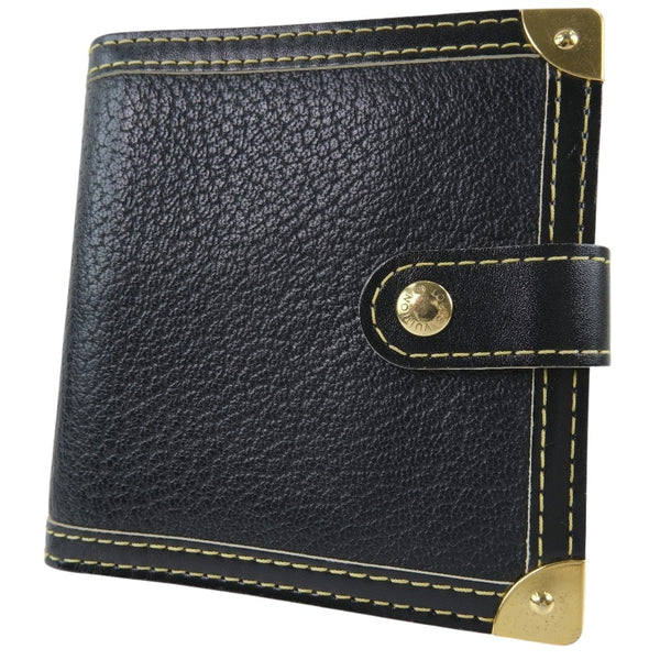 [Louis Vuitton] Louis Vuitton Compact Zip Bi -Fold 지갑 Suhari M91828 Gatskin Black Mi0046 스탬프 스냅 버튼 소형 Zip Unisex