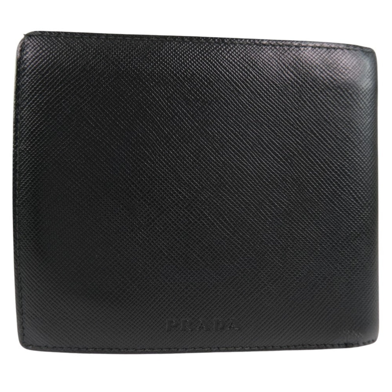 【PRADA】プラダ
 札入れ 二つ折り財布
 カーフ 黒 Bill Compartment メンズ