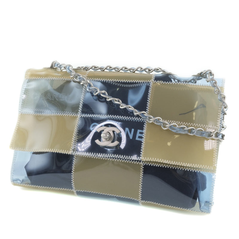 CHANEL] Chanel Patchwork shoulder bag Vinyl beige/Light blue