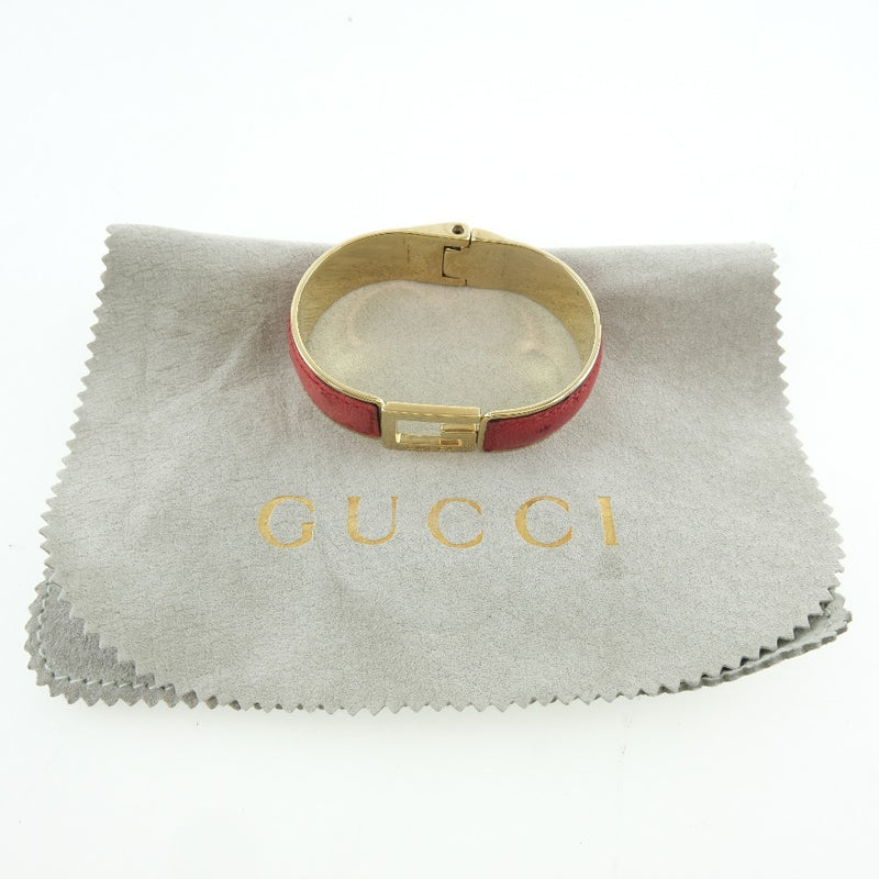 [Gucci] Gucci手镯金色镀金X皮革红女士手镯