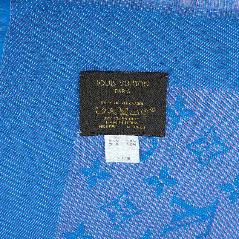 [Louis Vuitton] Louis Vuitton Monogram Stall Silk X Wool Blue Ladies Stall A-Rank