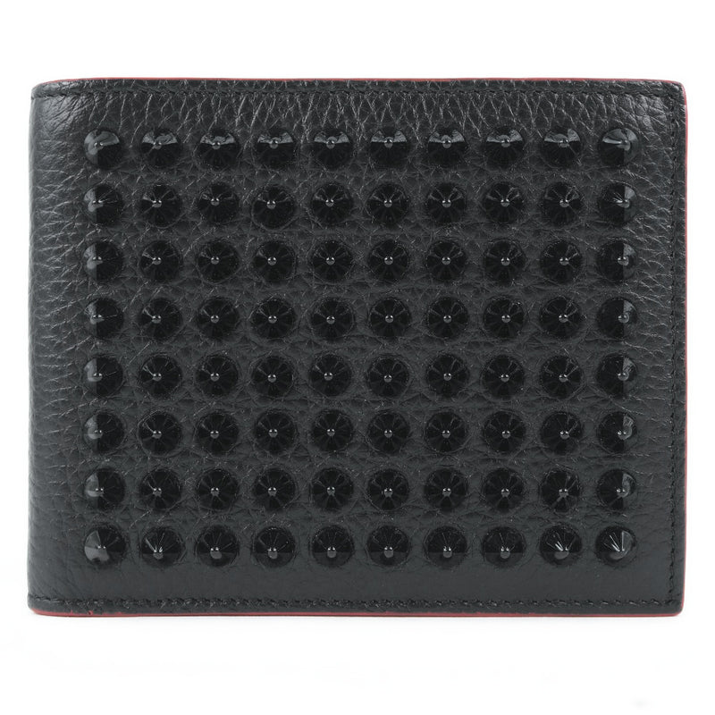 [Christian Louboutin] Christian Lubutan螺柱Bi -Fold Wallet Calf Black Ladies Bi -Fold Wallet A+等级