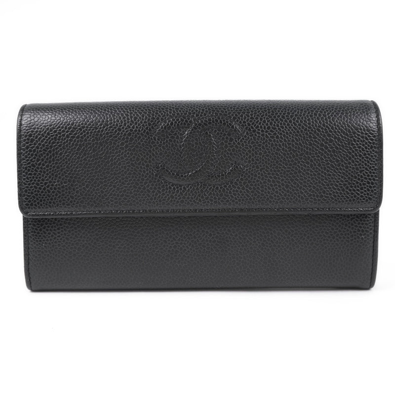 [CHANEL] Chanel Timeless CC Long Wallet Mat Cabiaskin Black Ladies Long Wallet A-Rank