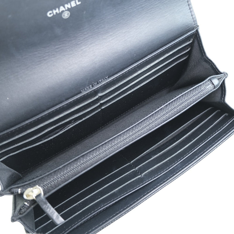 [Chanel] Chanel Timeless CC Long Mat de billetera Cabiaskin Damas negras de la billetera A-Rank