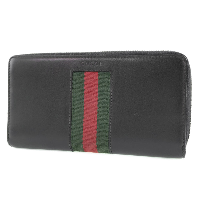 [GUCCI] Gucci round zipper 408831 Long wallet Calf Black/Green/Red Unisex Long Wallet A-Rank