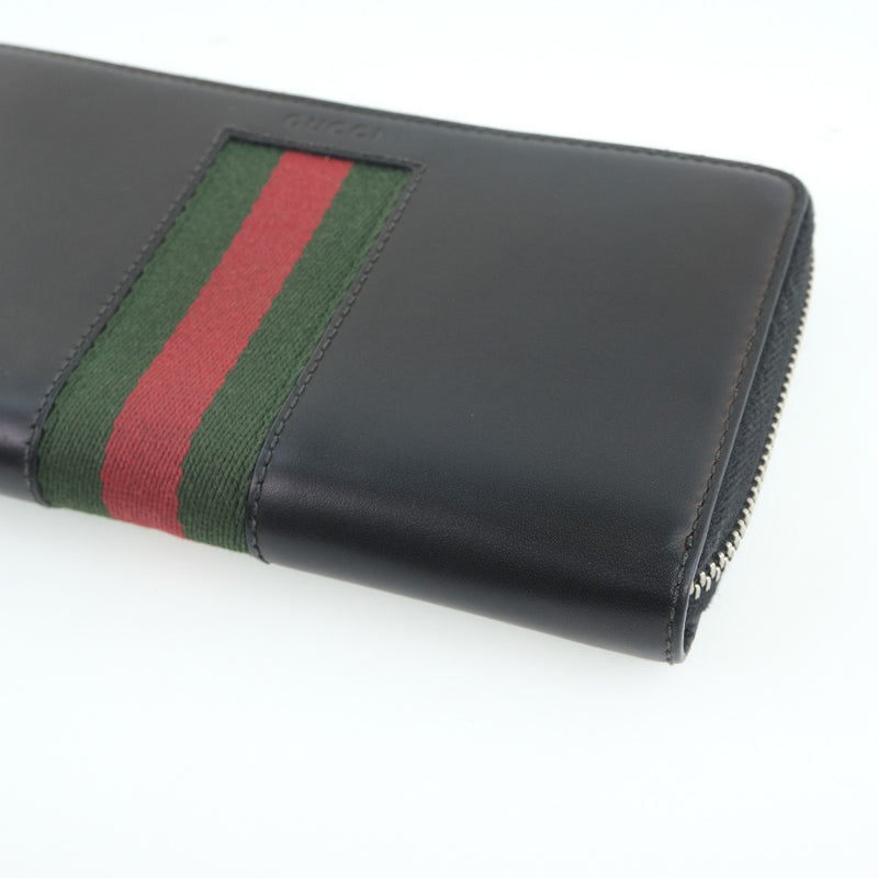 [GUCCI] Gucci round zipper 408831 Long wallet Calf Black/Green/Red Unisex Long Wallet A-Rank