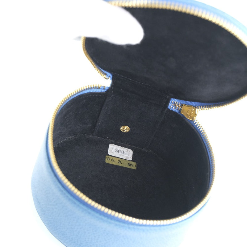 [Chanel] Chanel Jewelry Case Mat Caviar Piel de las damas de color azul claro