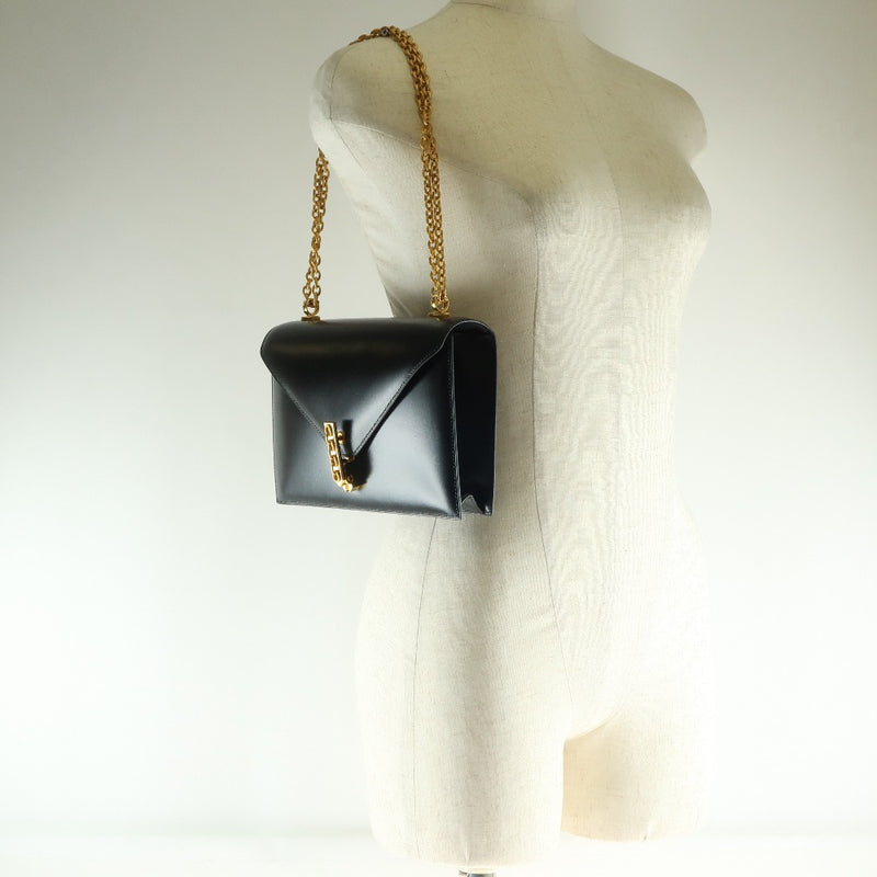 [HERMES] Hermes Alkazard Chain Shoulder Shoulder Bag Calf Black 〇R engraved Ladies shoulder bag A-Rank