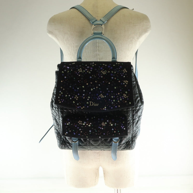 [DIOR] Dior Studs Backpack/Daypack Calf Black/Light Blue Ladies Buck Daypack B-Rank
