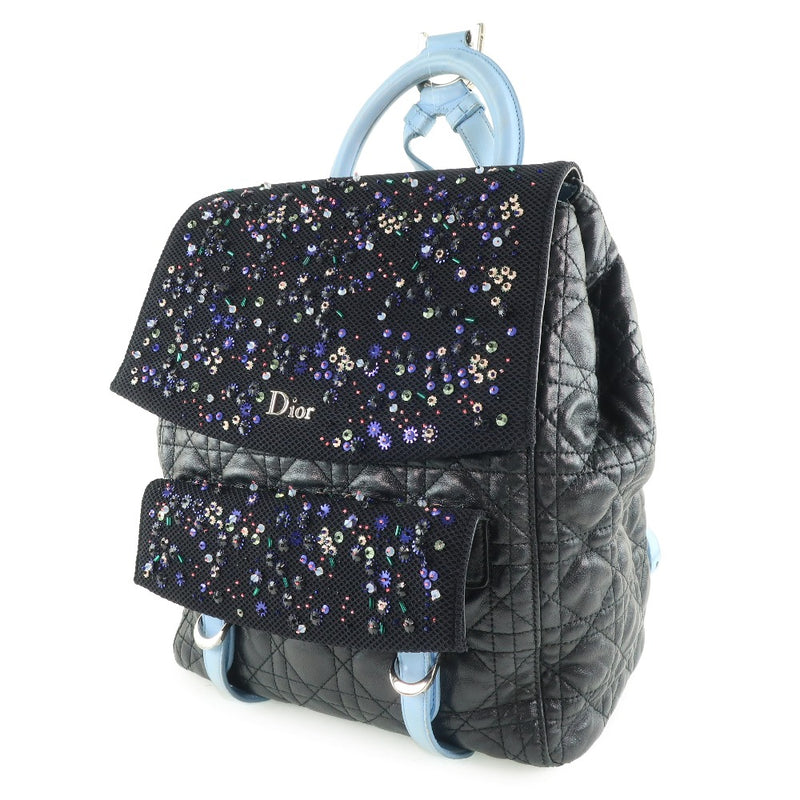 [DIOR] Dior Studs Backpack/Daypack Calf Black/Light Blue Ladies Buck Daypack B-Rank