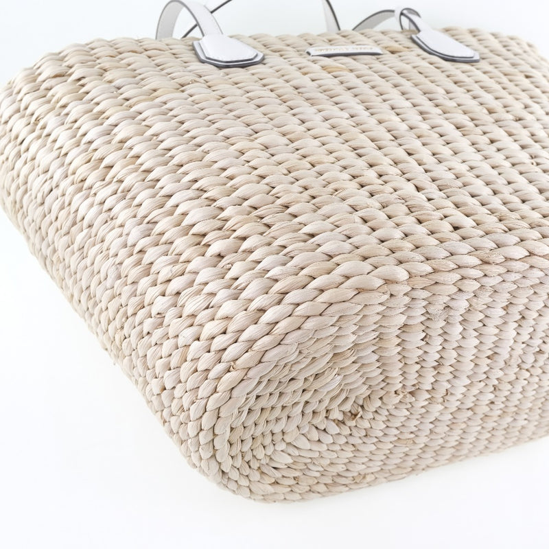 [Michael Kors] Michael Course Basket Handbag Raffia Beige/White Ladies Handbag