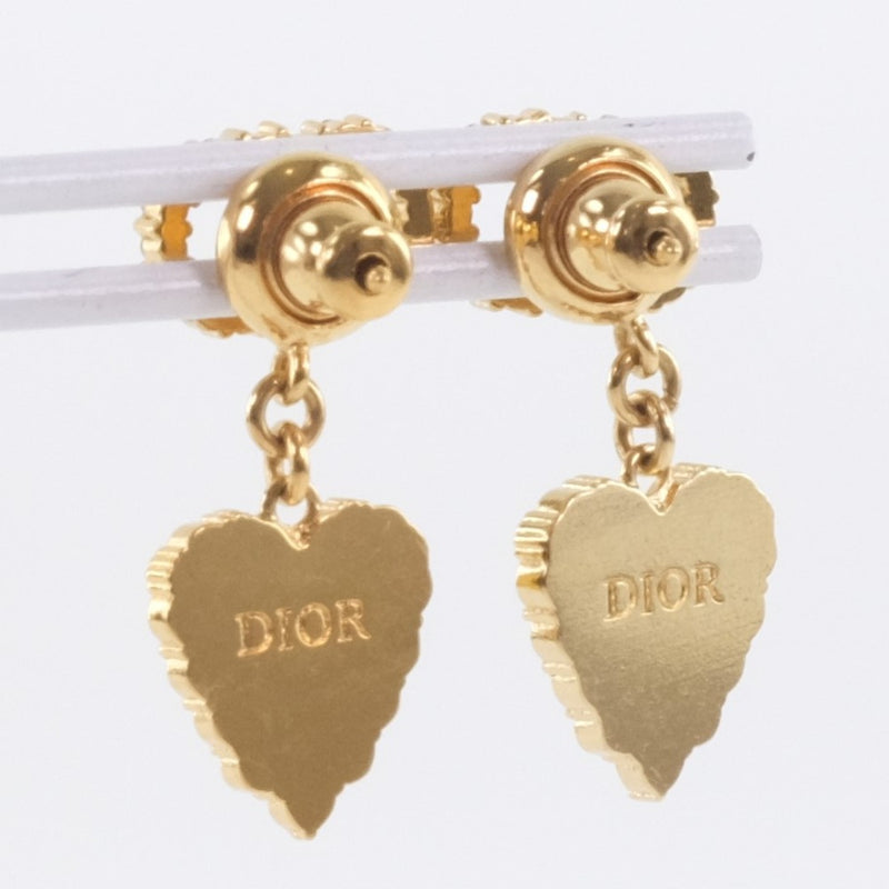 箱付き 極美品 Dior ピアス ロゴ ハート ラインストーン シルバー 
