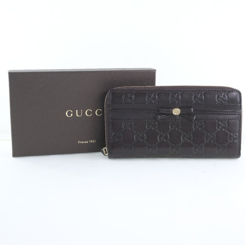 [Gucci] Gucci GG 257003 Billetera larga Simer de cuero marrón billetera larga