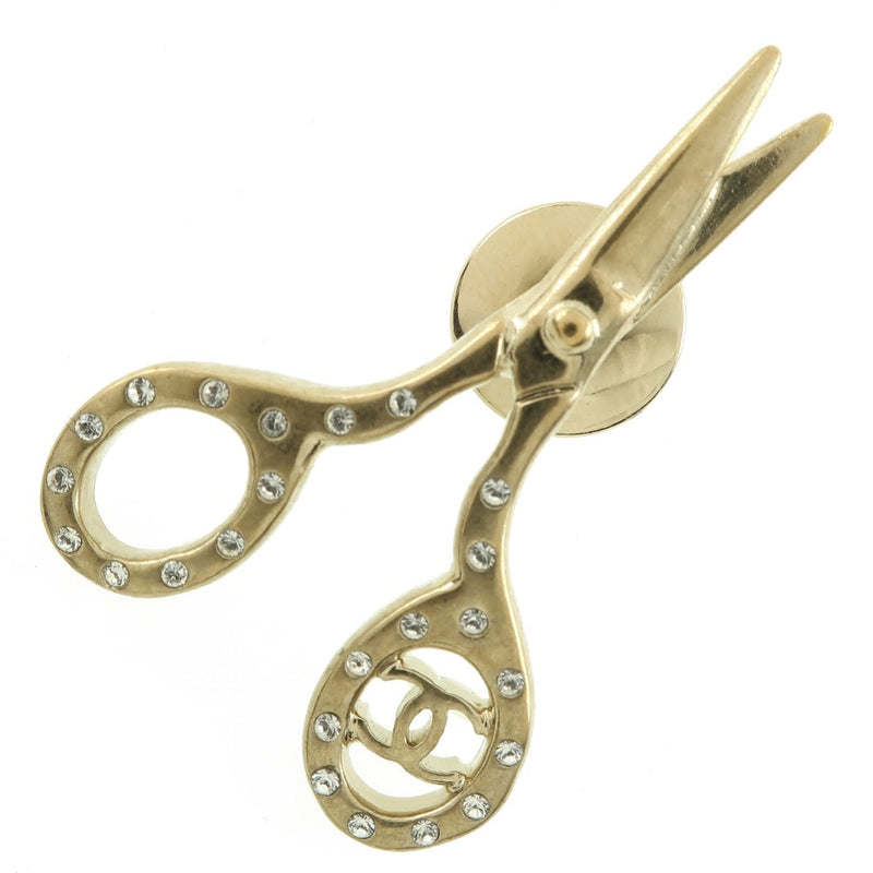 [CHANEL] Chanel Pin Broach Scissors Brouch Line Stone B21P engraved Ladies Bruch A Rank